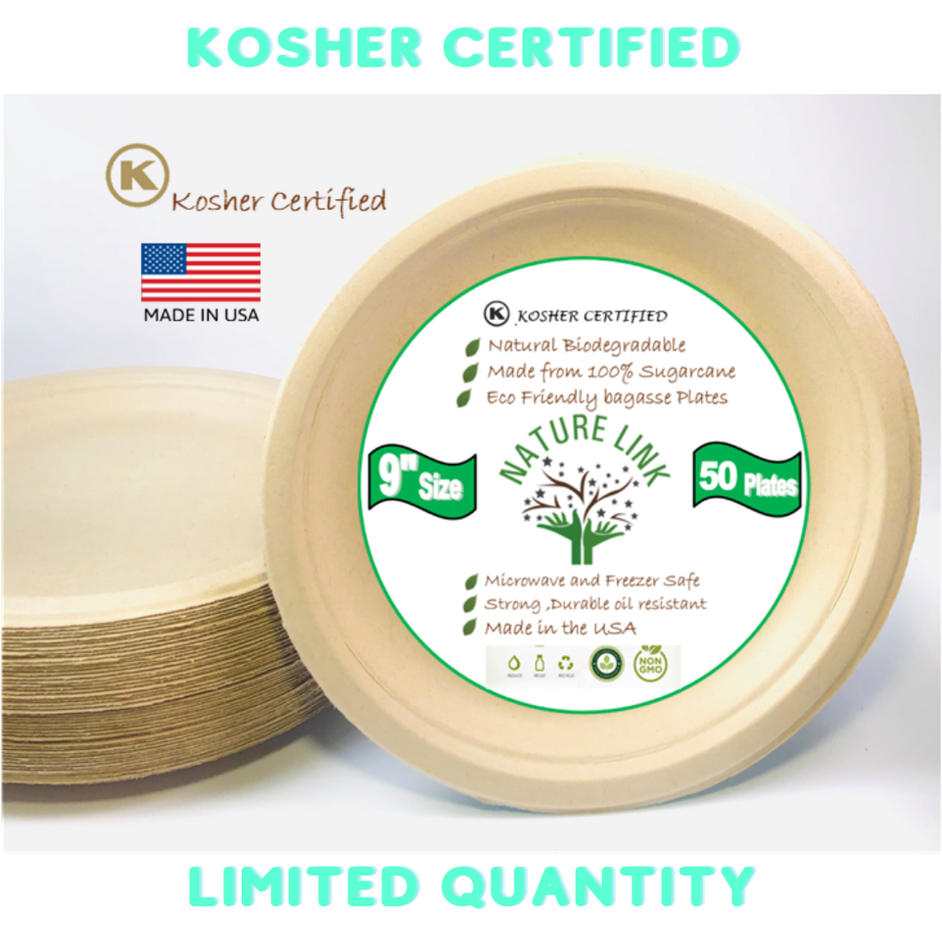 50 compostable eco friendly plates made from sugar cane fibers