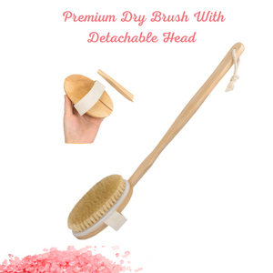 Premium Dry Body Brush With Long Bamboo Handle Natural Bristle Brush