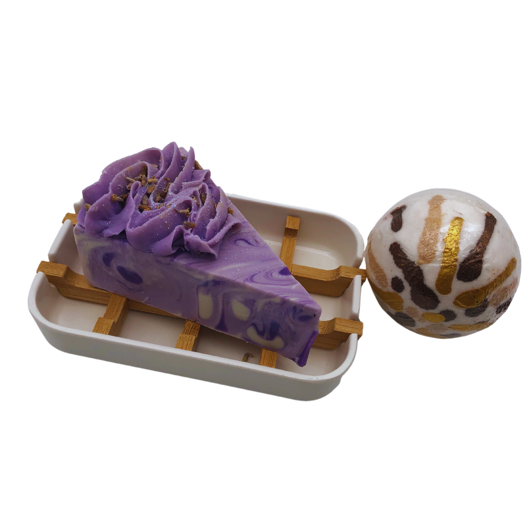 Bath Bomb and Soap Gift Set with Bamboo Dish