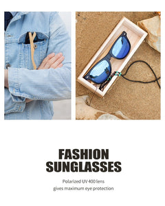 Eco-Friendly fashionable BAMBOO sunglasses with polarized UV protection lens.