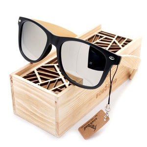 Eco-Friendly fashionable BAMBOO sunglasses with polarized UV protection lens.