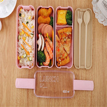 Load image into Gallery viewer, 1 Wheat Fiber 3-Tier Lunchbox with utensils TAN BPA Free Dishwasher safe FDA approved
