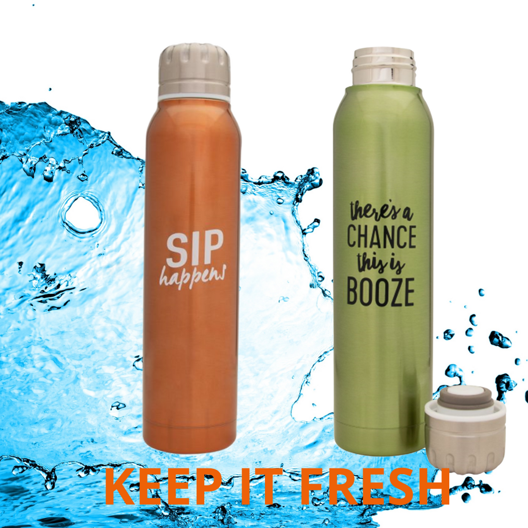 Stainless Steel Insulated Water Bottle 19.9oz Green or Orange (1)