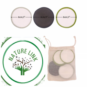 Nature Link 15 Pack Bamboo Washable Reusable Makeup Remover