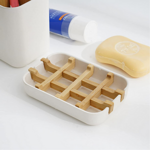 Collective Bamboo Soap Dish - Soap Saver Exfoiliating Bag