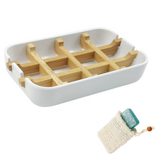Load image into Gallery viewer, Collective Bamboo Soap Dish - Soap Saver Exfoiliating Bag
